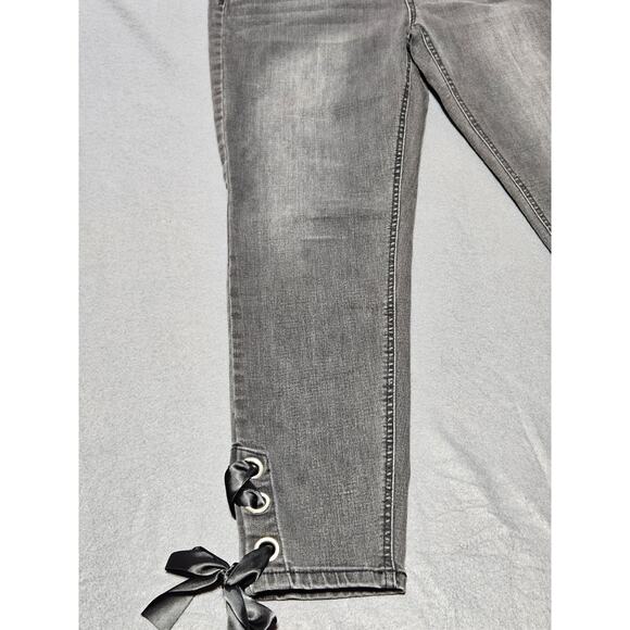 Kensie Jeans Womens 32 Black Taper Skinny Jean With Bow Around Ankle - Picture 3 of 12
